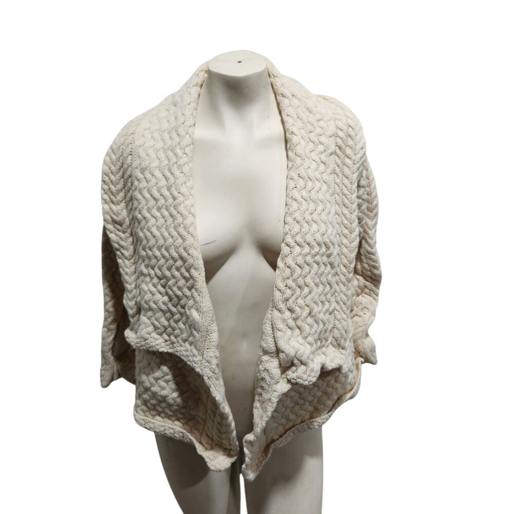 Irelands Eye Cardigan Womns SZ Medium Wool Chunky Herringbone Oversized Vintage